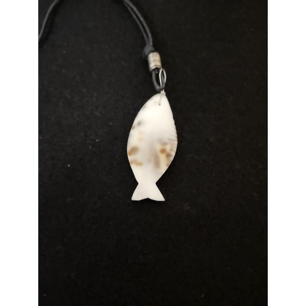 Handmade Necklace Carved From Shell Adjustable Fish Shape